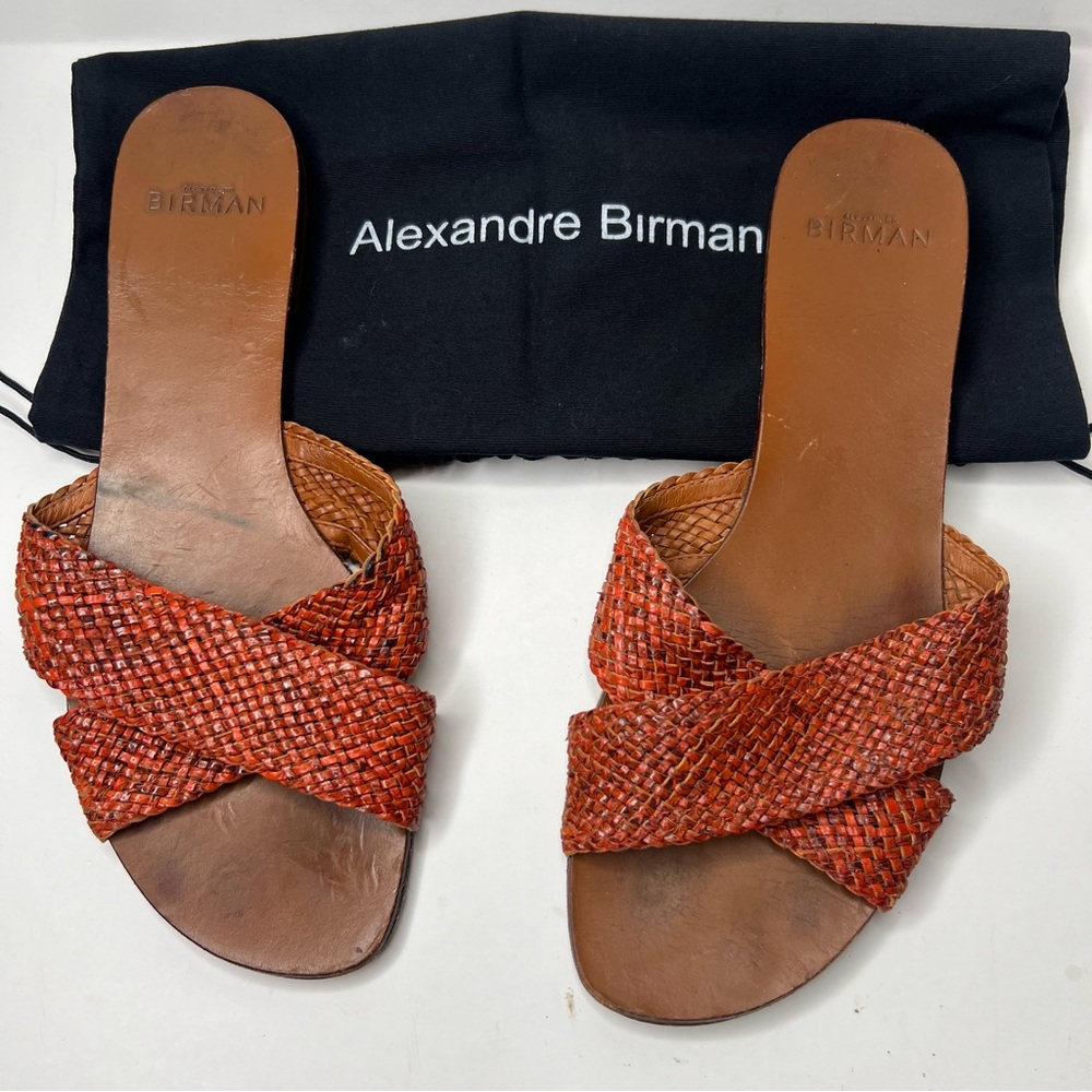 Alexandre Birman orange woven slides, like new!
